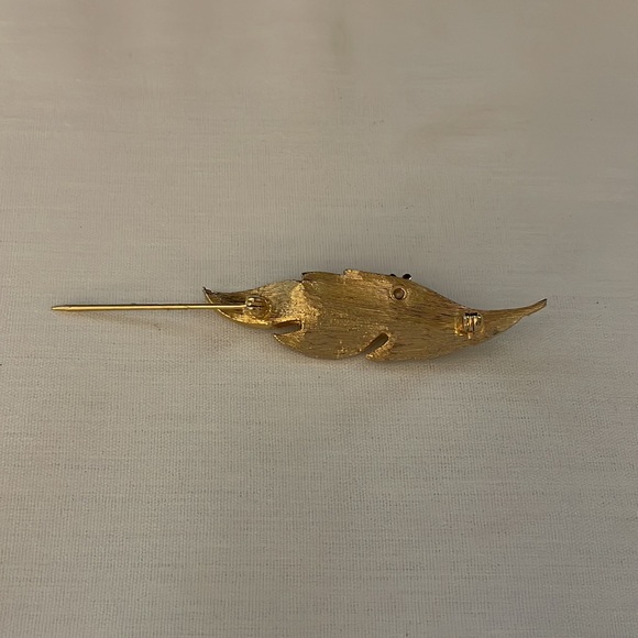 Estate jewelry Gold leaf brooch - Picture 6 of 8